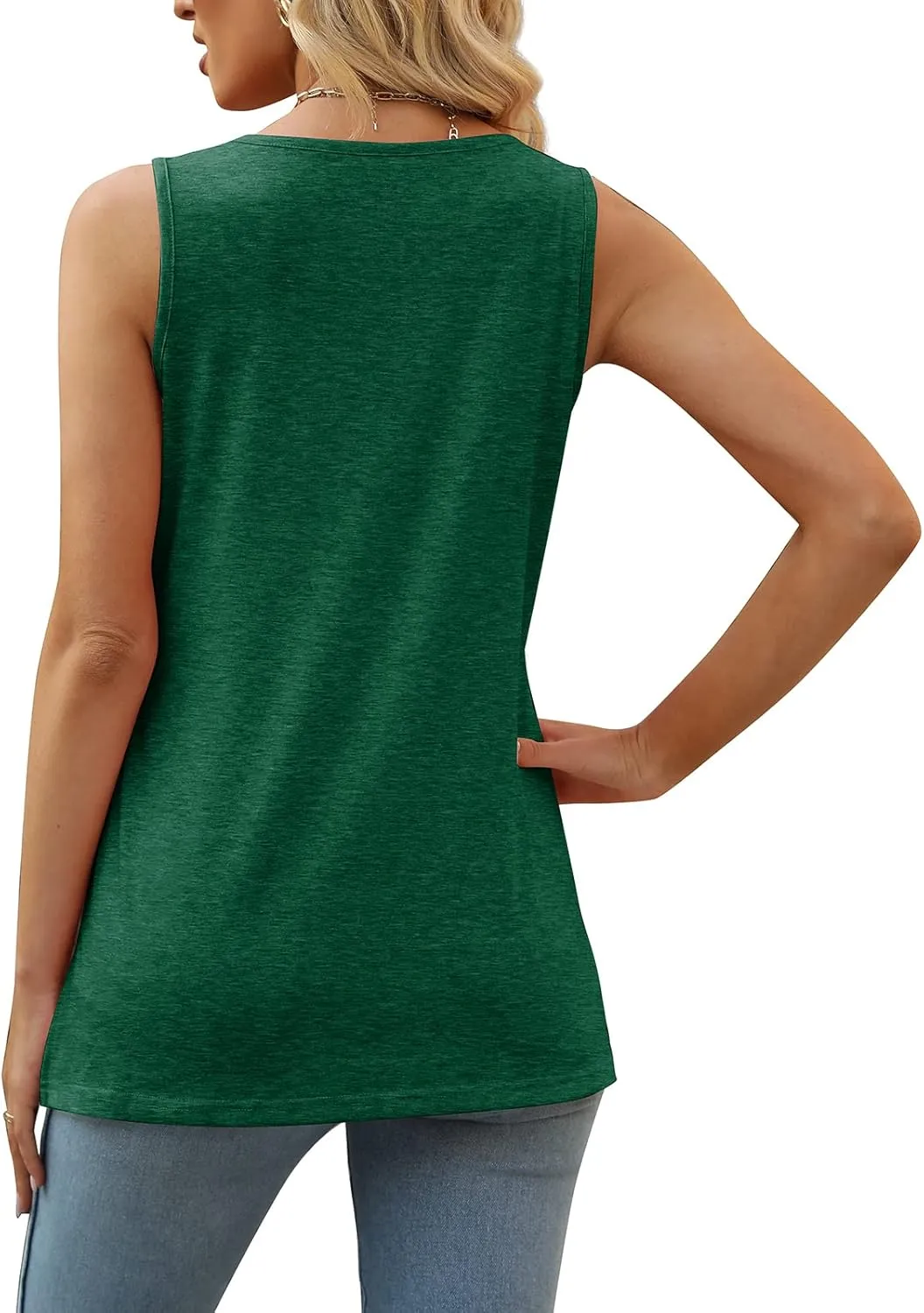 XIEERDUO Summer Tank Tops for Women Square Neck Loose Fit Casual Fashion Flowy Sleeveless