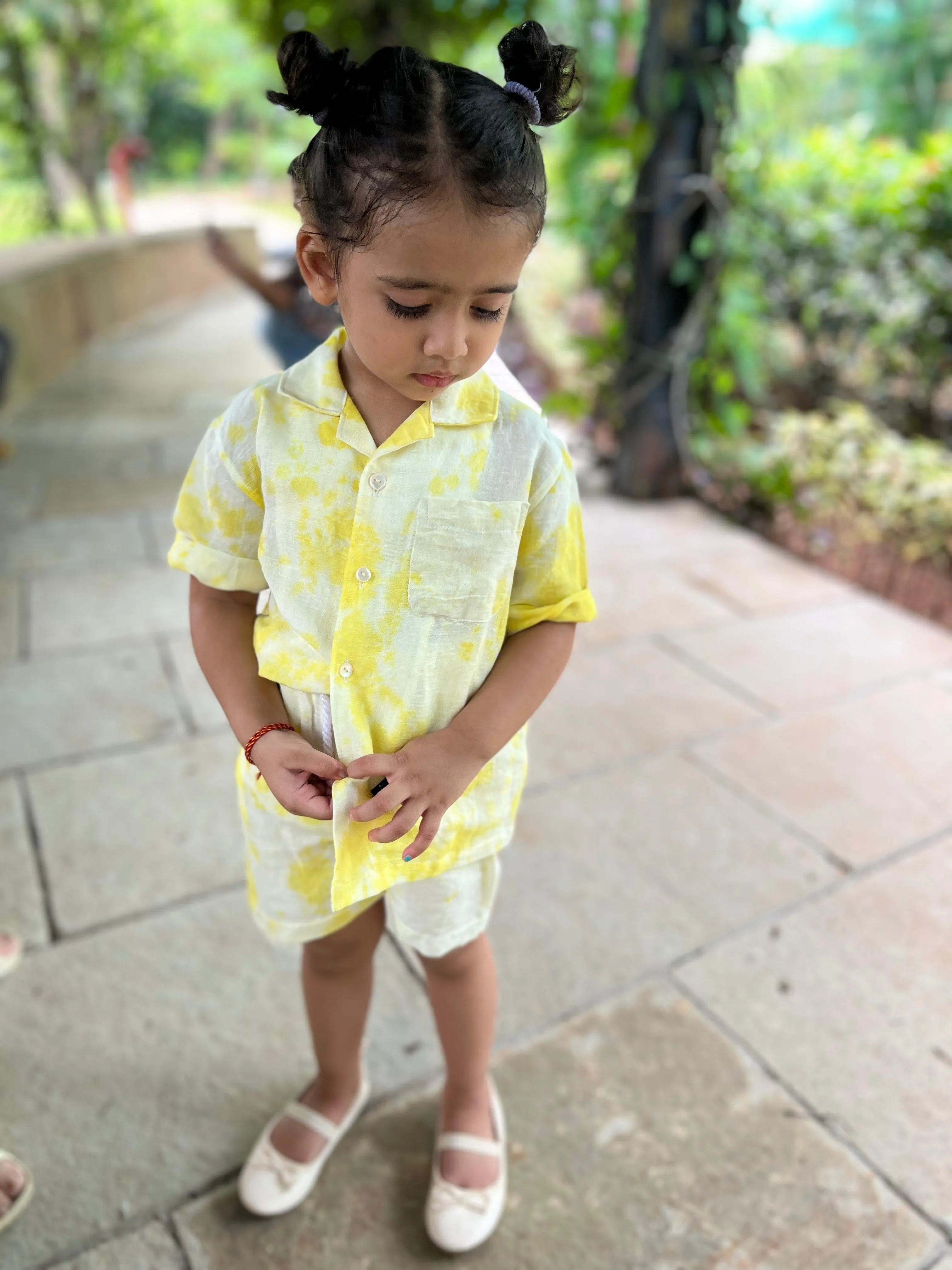 YELLOW TIE DYE CO-RD SET - SET OF 2