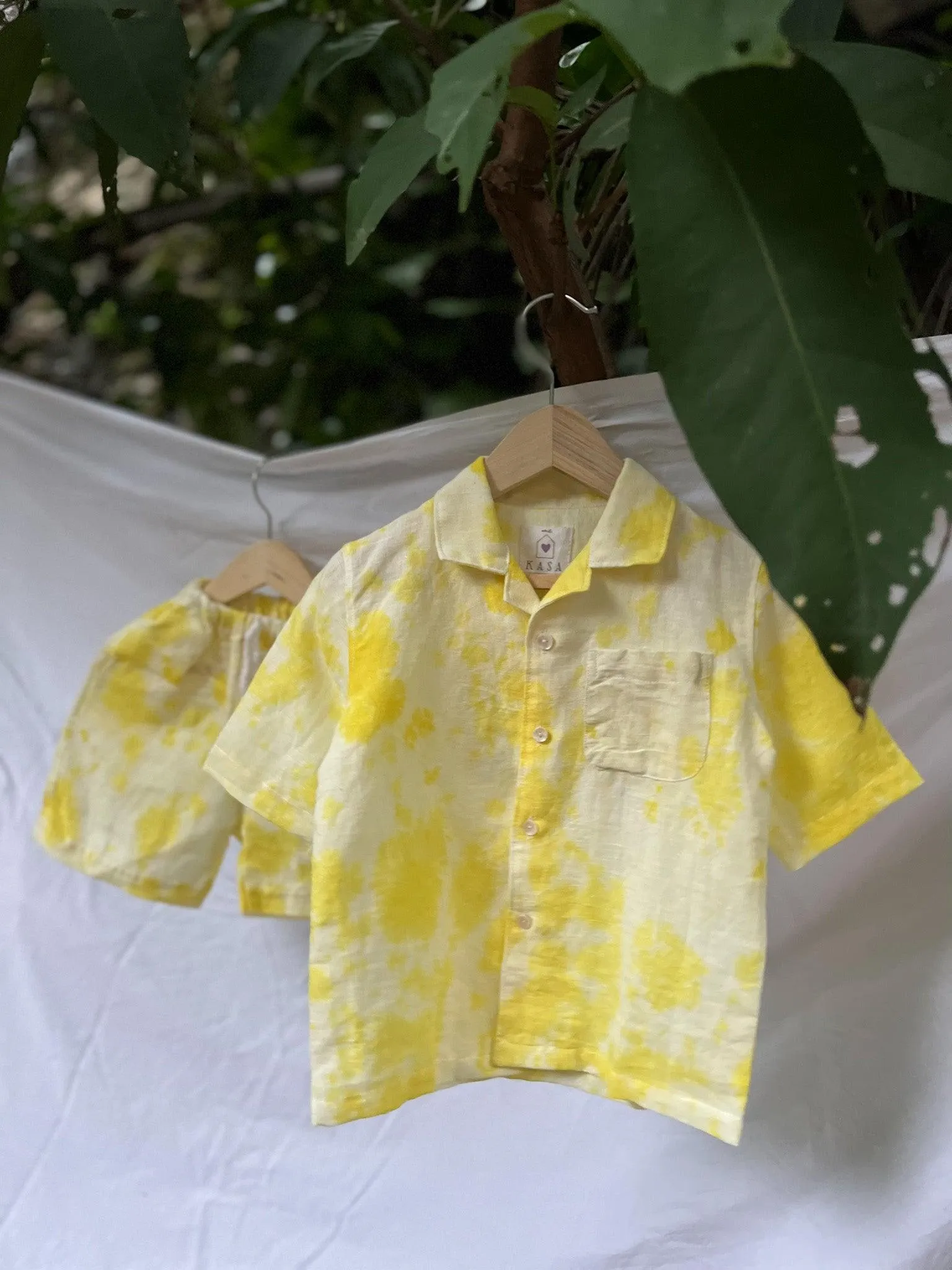 YELLOW TIE DYE CO-RD SET - SET OF 2