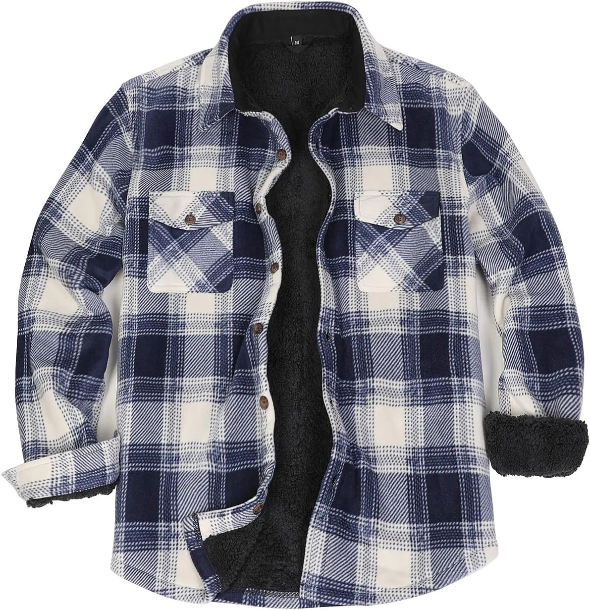 ZENTHACE Men's Warm Sherpa Lined Fleece Plaid Flannel Shirt Jacket(All Sherpa Fleece Lined)