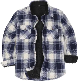 ZENTHACE Men's Warm Sherpa Lined Fleece Plaid Flannel Shirt Jacket(All Sherpa Fleece Lined)